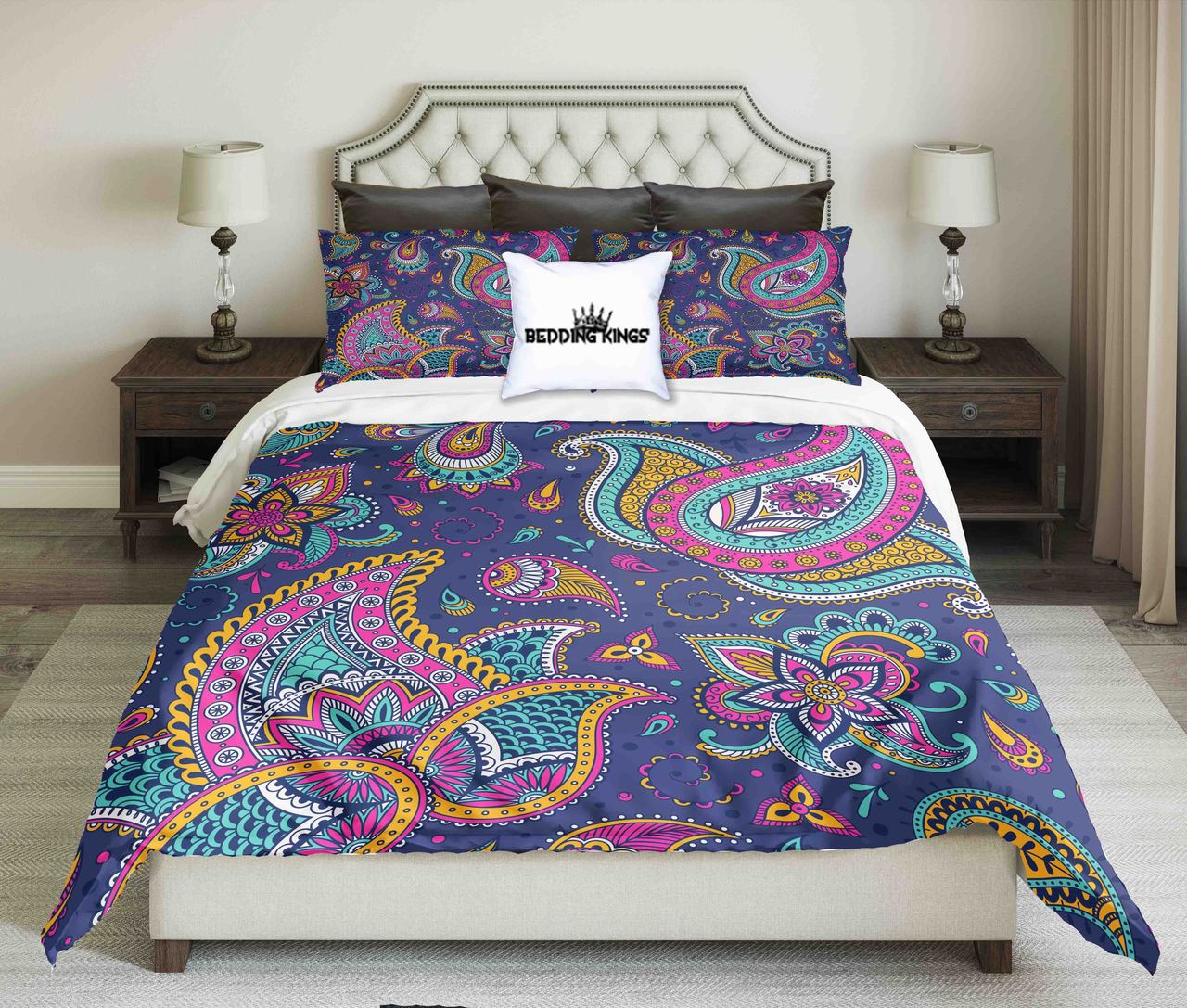Curved Pattern Blue Pink | kings3D Customized Duvet Cover Bedding Sets