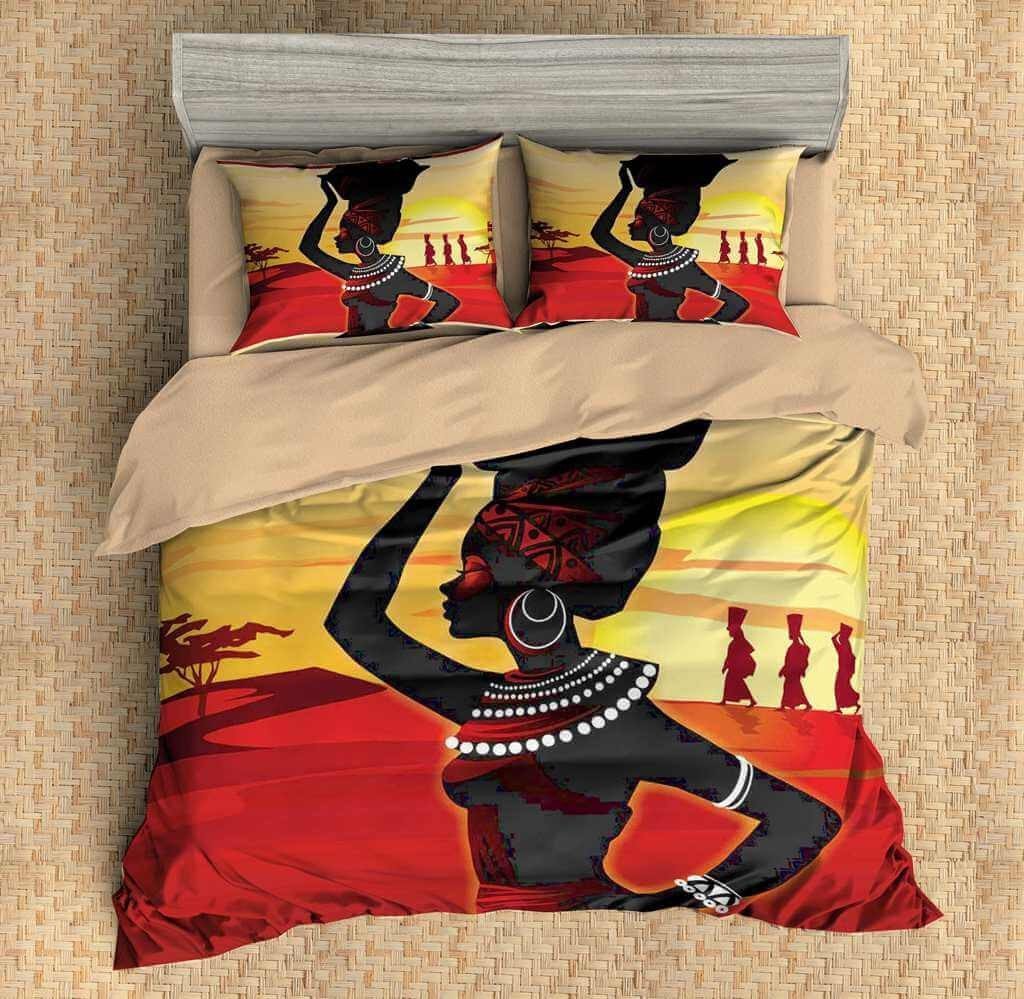 Custom African Women 3D Bedding Set Duvet Cover Set 3PCS Flat Sheet Pillowcases