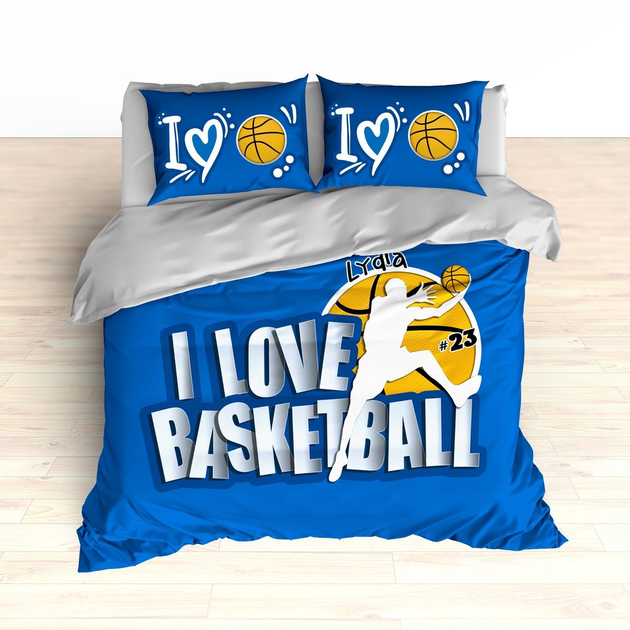 Custom Basketball Bedding, Personalized, I Love Basketball, Basketball Duvet or Comforter