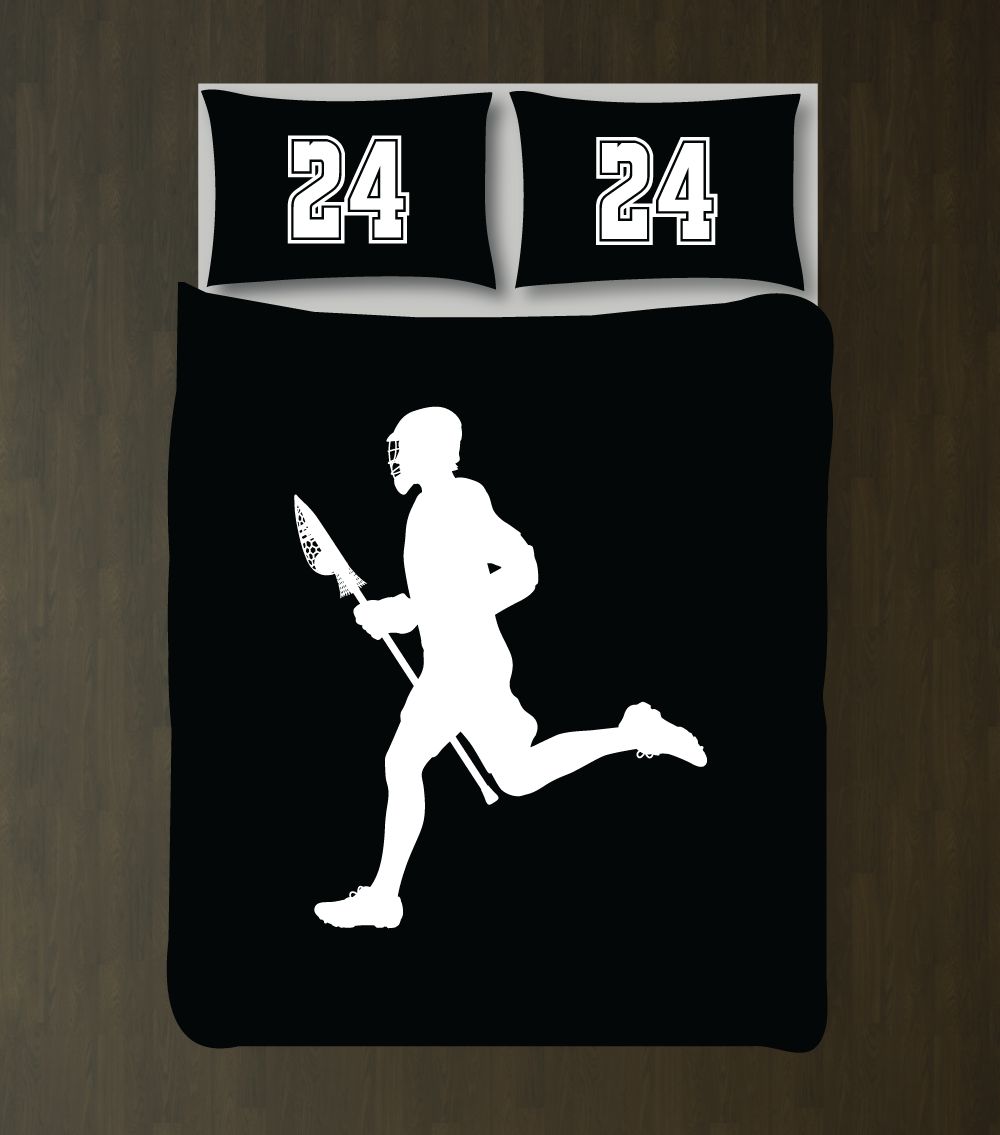 Custom Lacrosse for Boys andhams Highchool Lax Team Teen ports Gift White and Black3D Customized Duvet Cover Bedding Sets