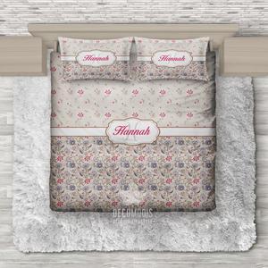 custom monogrammed floral interior room decor spread with name top view 3D Customized Duvet Cover Bedding Sets