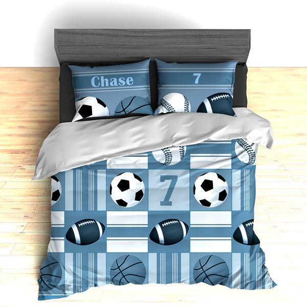 Custom Sports Bedding, All Star Sports Personalized Bedding, Duvet or Comforter, Sports Theme
