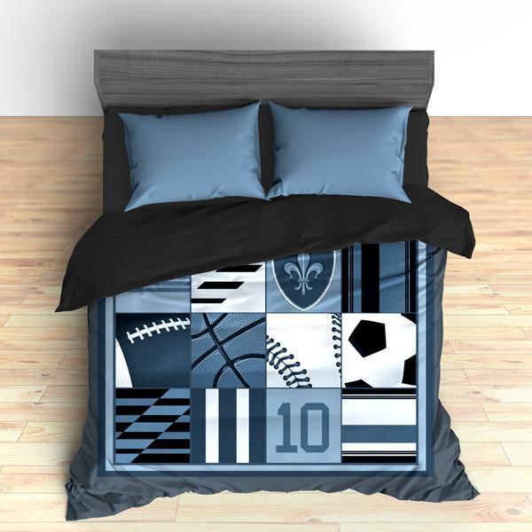 Custom Sports Themed Bedding, I love All Sports, All Star Personalized, Duvet or Comforter