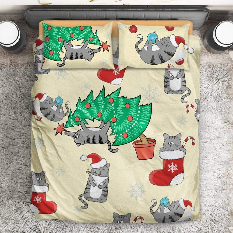 Cute Cat Christmas 3D Customized Duvet Cover Bedding Sets