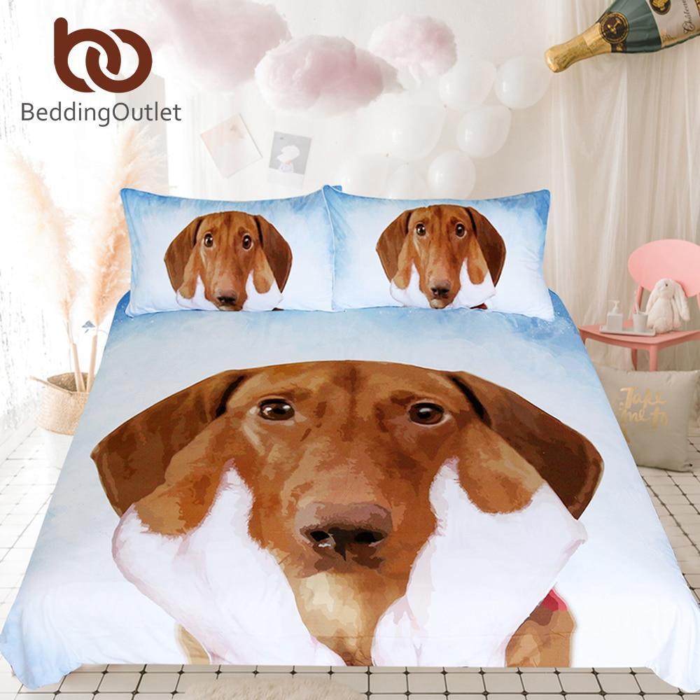 Dachshundausage et 3d Printed Cute Puppy Queen Blueky Brown Dog Kids Bedclothes 3D Customized Duvet Cover Bedding Sets