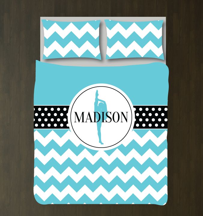 Dance Chevron and Dot Bedding Set Customized Duvet Cover| Aqua, Black and White