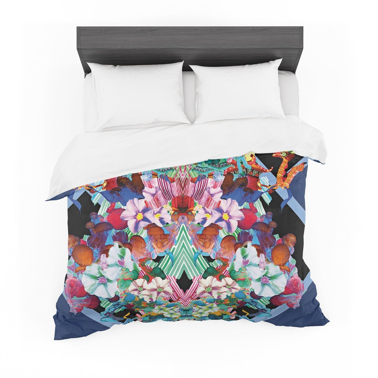Danii Pollehn ‘Herz’ Blue Floral Featherweight3D Customized Duvet Cover Bedding Sets