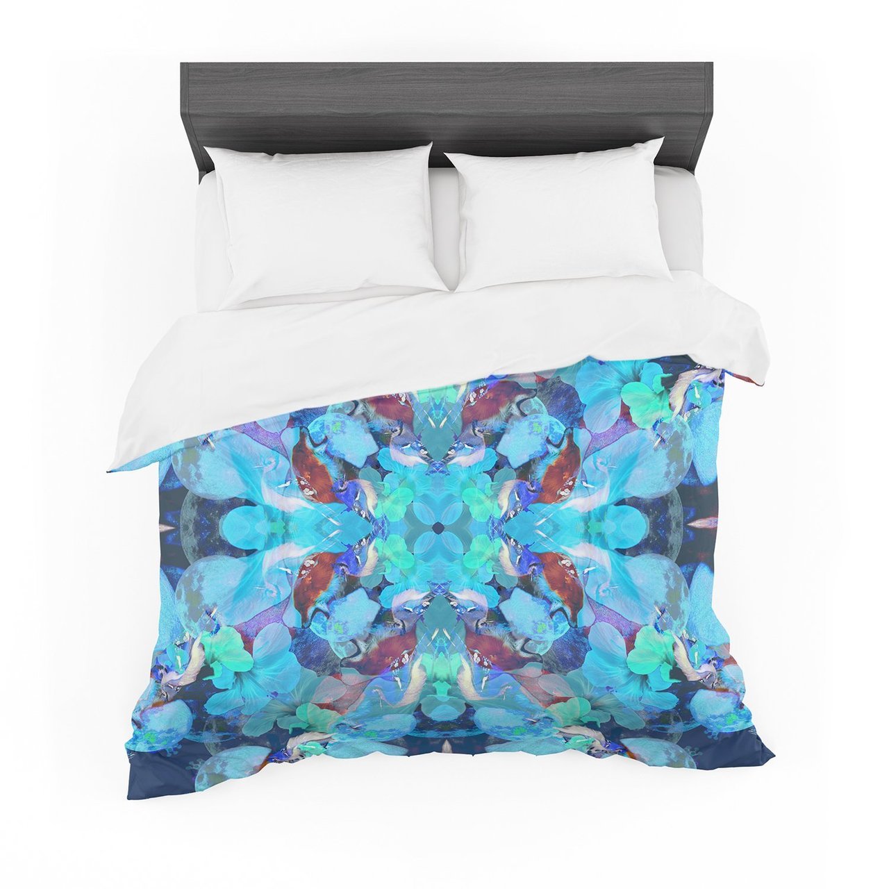 Danii Pollehn ‘The Moon and A Fox’ Aqua Blue Featherweight3D Customized Duvet Cover Bedding Sets