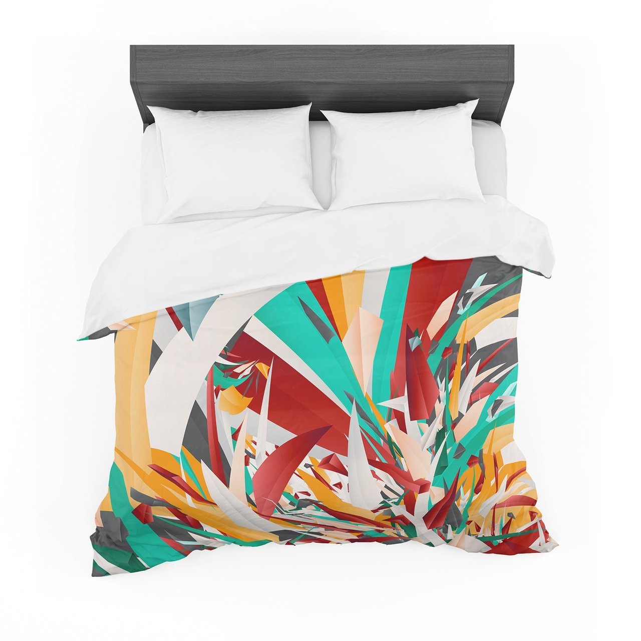 Danny Ivan ‘Lafaye’ Teal Red Cotton3D Customized Duvet Cover Bedding Sets
