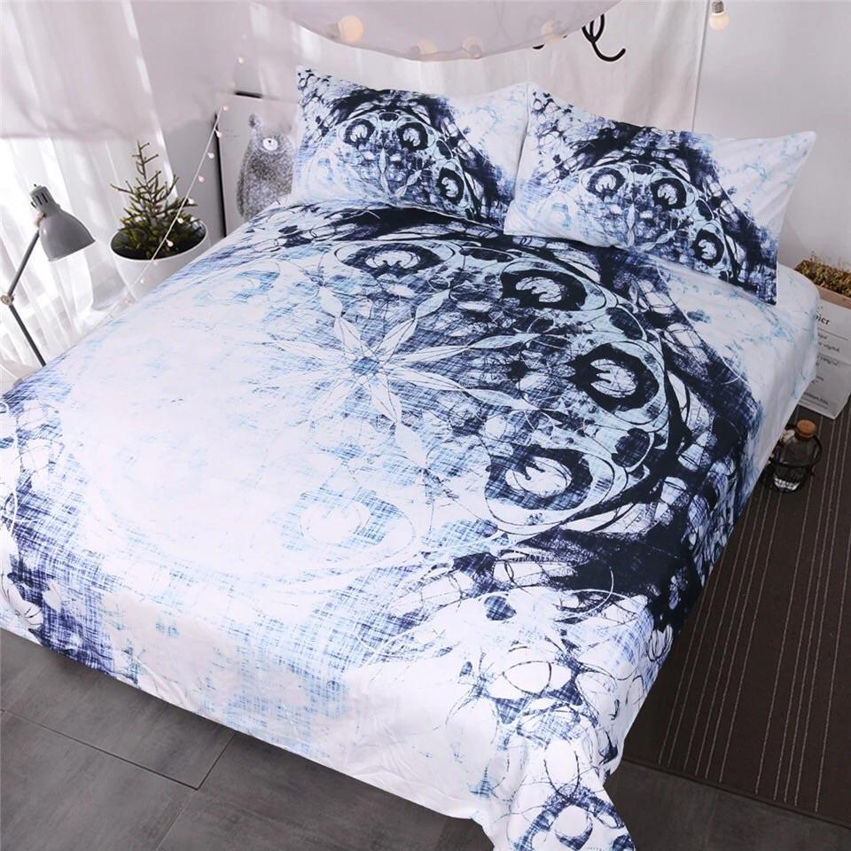 Dark Blue Ink Gradient 3D Customized Duvet Cover Bedding Sets