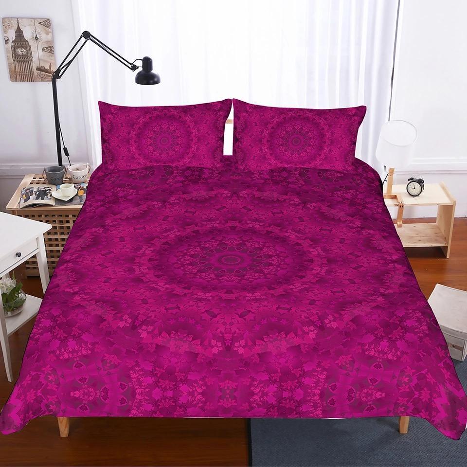 Dark Pink Mandala 3D Customized Duvet Cover Bedding Sets