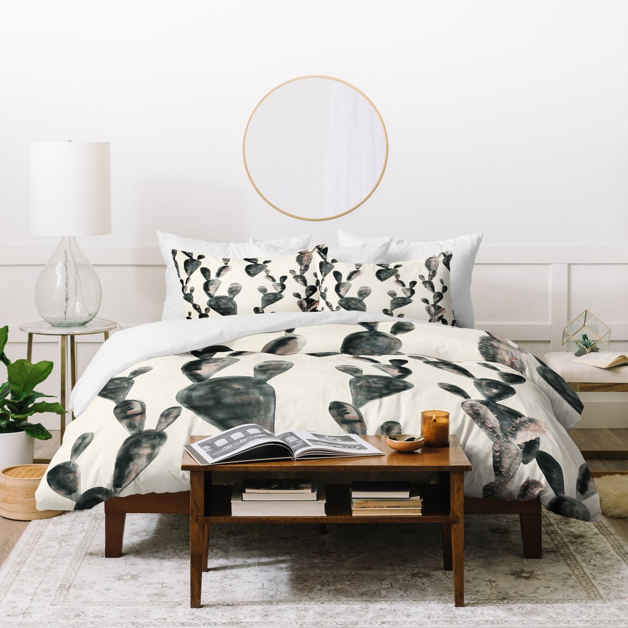 Dash and Ash Midnight Cacti Duvet Cover