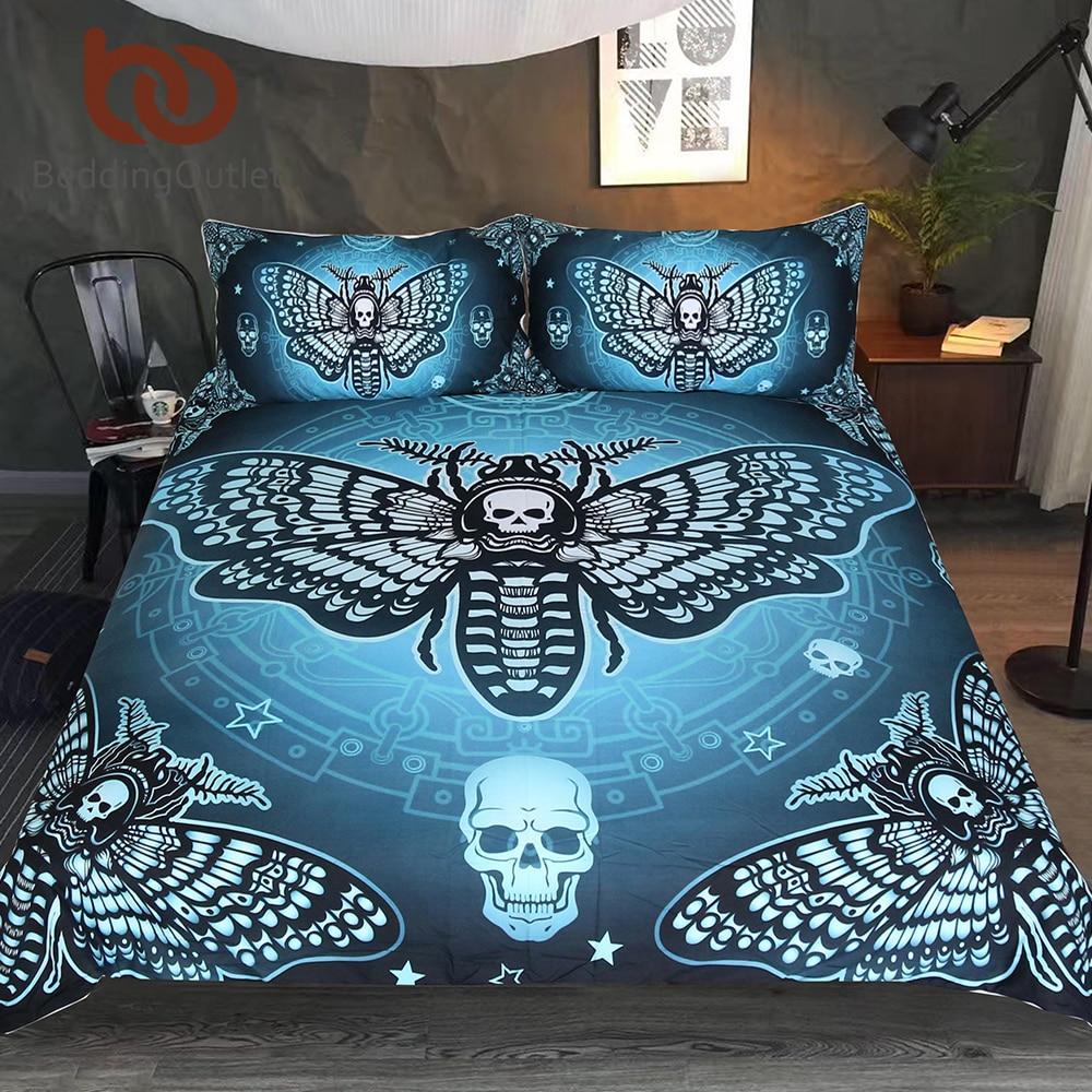 Death Moth Gothickull et Butterfly Bedclothes Bluetars Double Home Textiles3D Customized Duvet Cover Bedding Sets