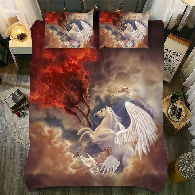 Default Angel And Demon Horse3D Customized Duvet Cover Bedding Sets