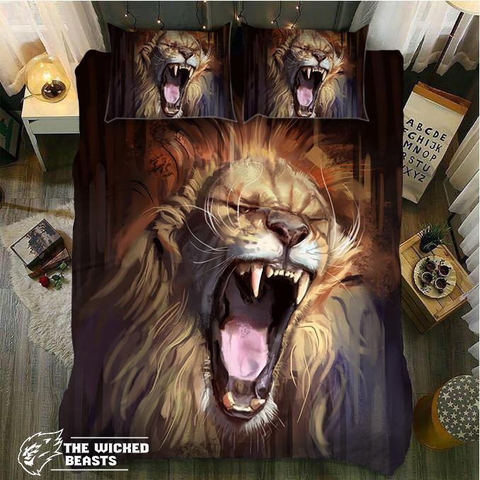 Default Angry Lion3D Customized Duvet Cover Bedding Sets