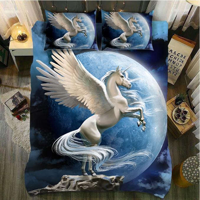 Default Before The Moon Unicorn3D Customized Duvet Cover Bedding Sets