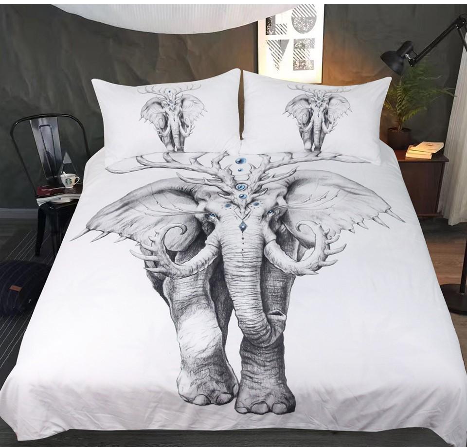 Default Black And White Elephants3D Customized Duvet Cover Bedding Sets