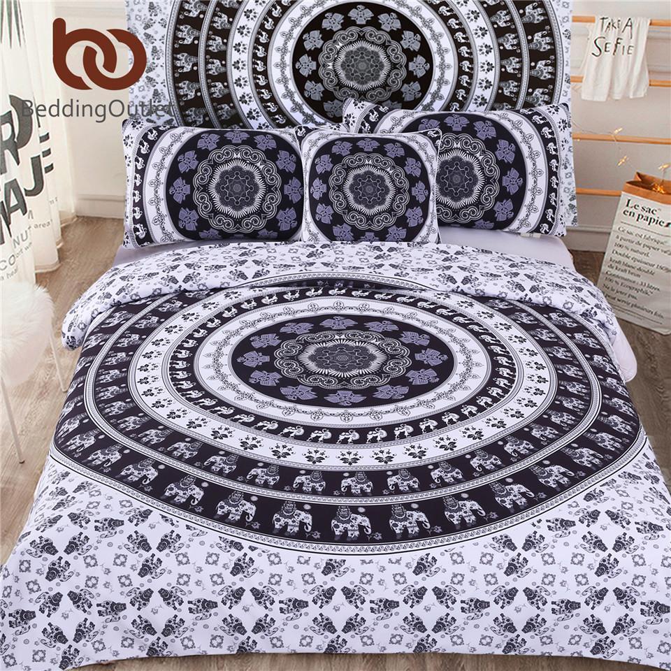 Default Black And White Indian Elephants3D Customized Duvet Cover Bedding Sets