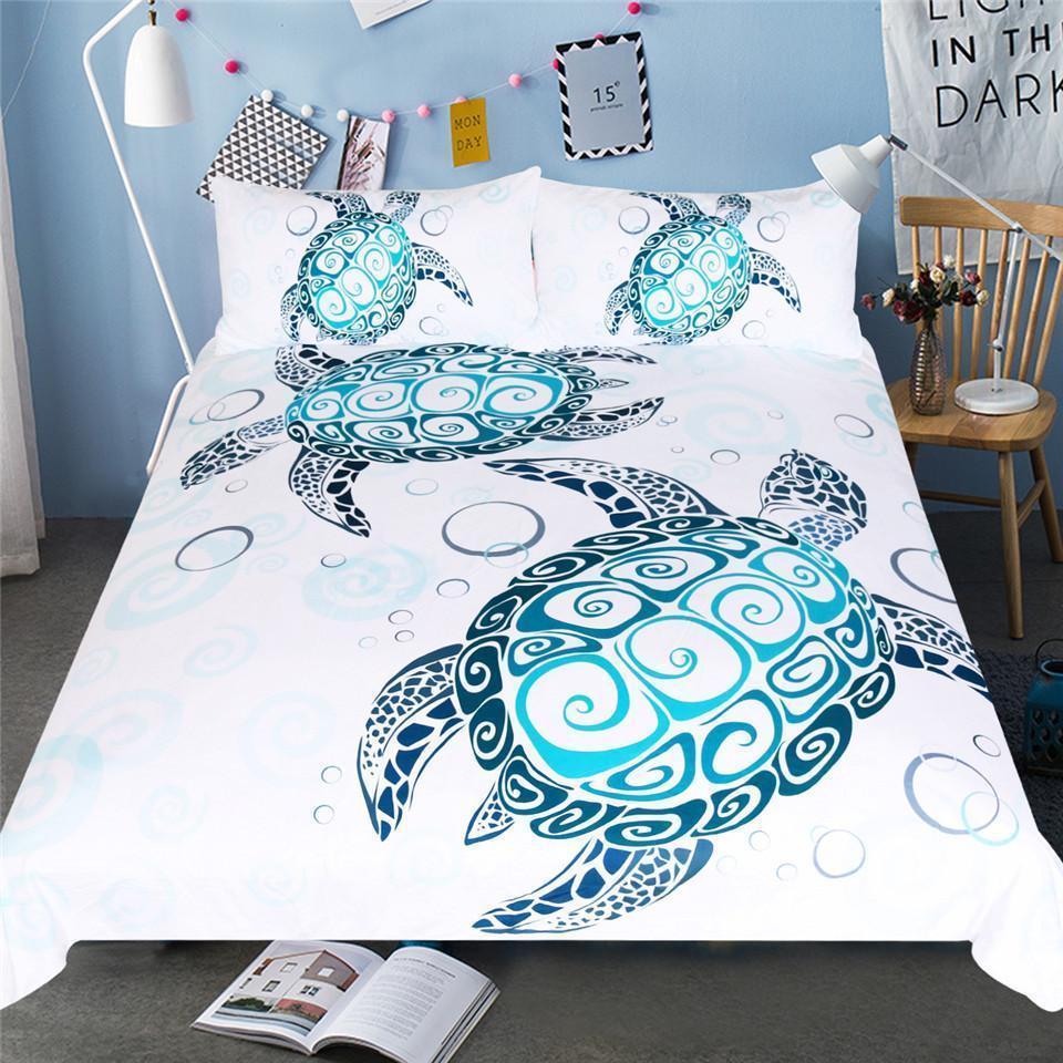 Default Blue And White Turtles3D Customized Duvet Cover Bedding Sets
