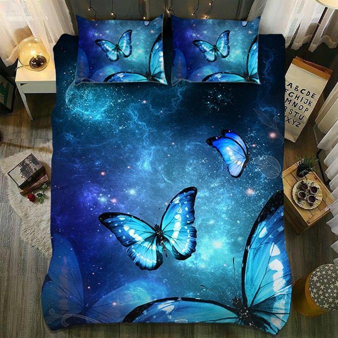 Default Blue Cosmos Butterfly3D Customized Duvet Cover Bedding Sets