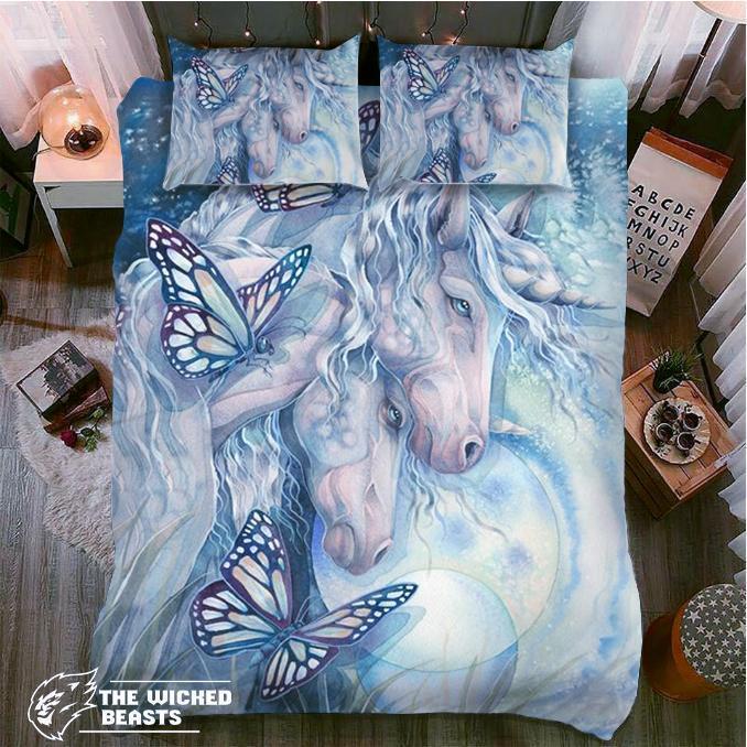 Default Butterfly And Unicorn3D Customized Duvet Cover Bedding Sets