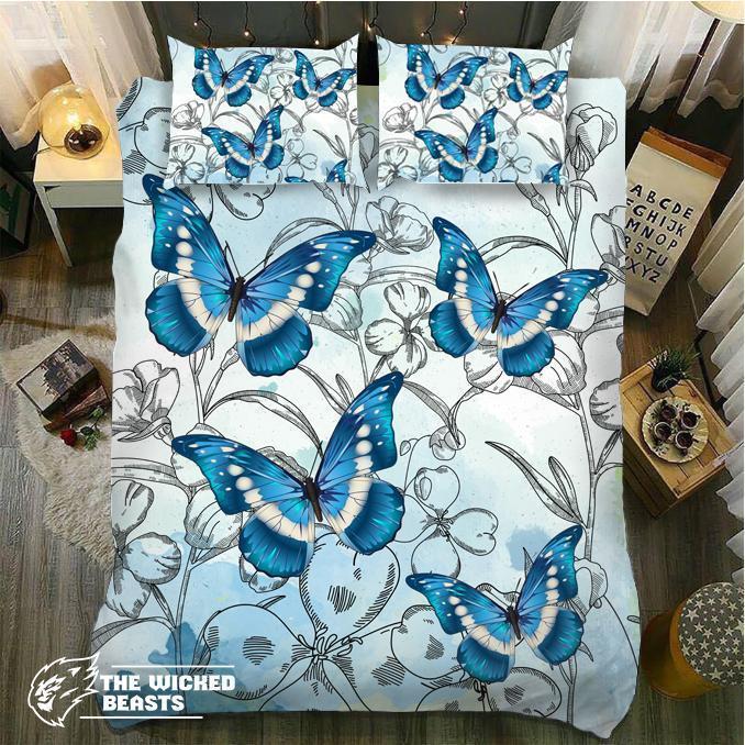 Default Butterfly Blue Pencils3D Customized Duvet Cover Bedding Sets