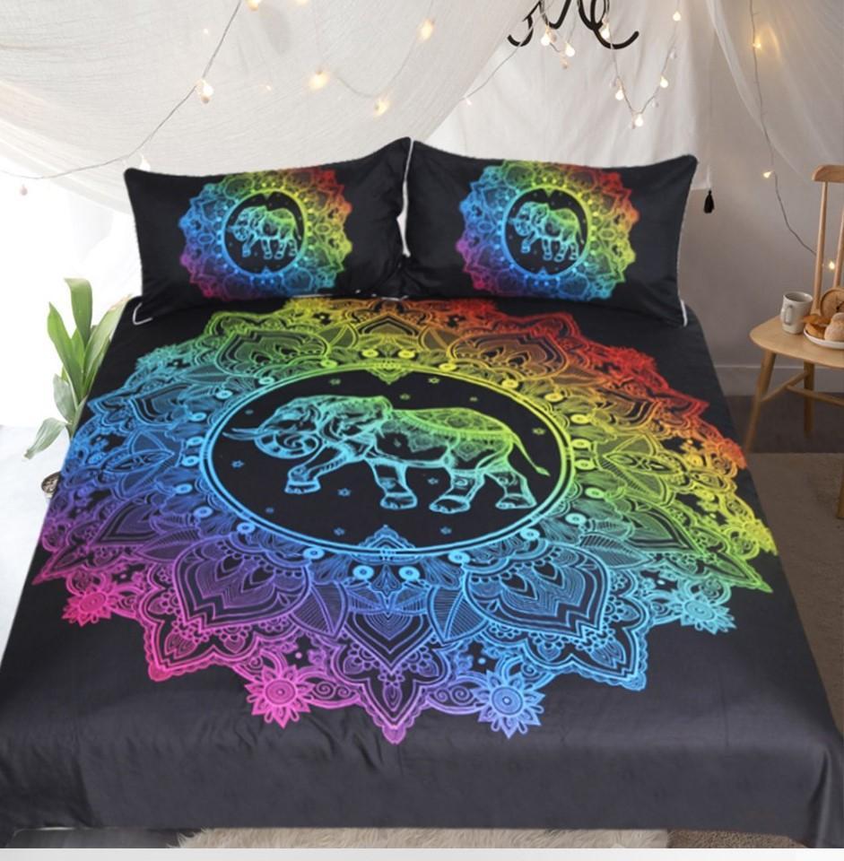 Default Colorful Mandala Elephant s3D Customized Duvet Cover Bedding Sets