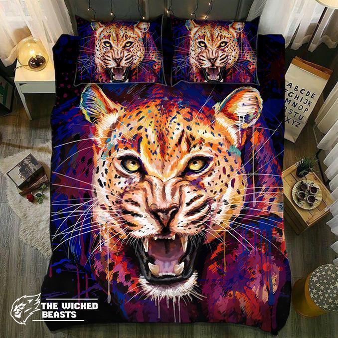 Default Colorful Watercolor Jaguar3D Customized Duvet Cover Bedding Sets