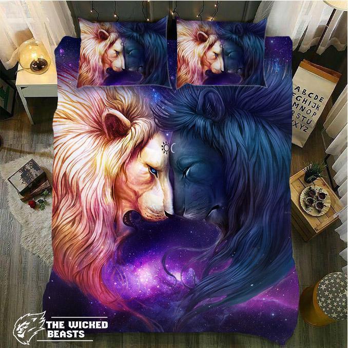 Default Day And Night Lion3D Customized Duvet Cover Bedding Sets
