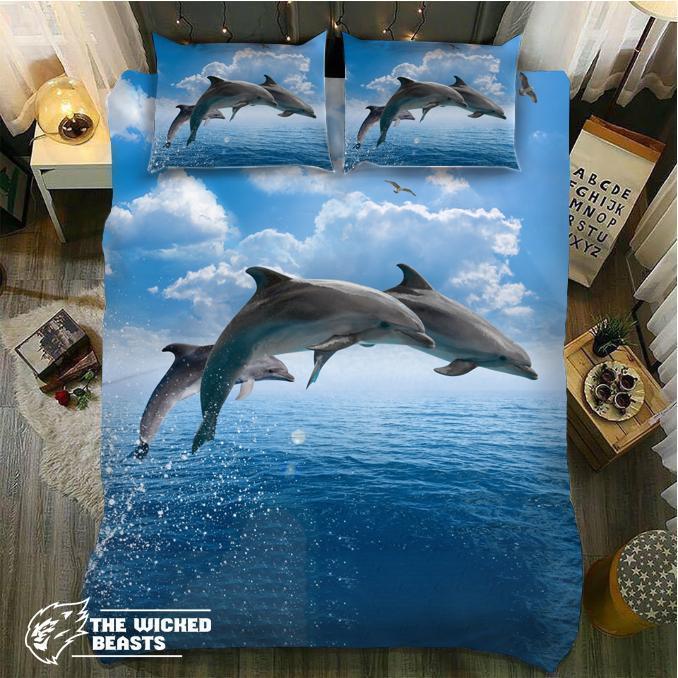 Default Dolphins Blueea Andky3D Customized Duvet Cover Bedding Sets
