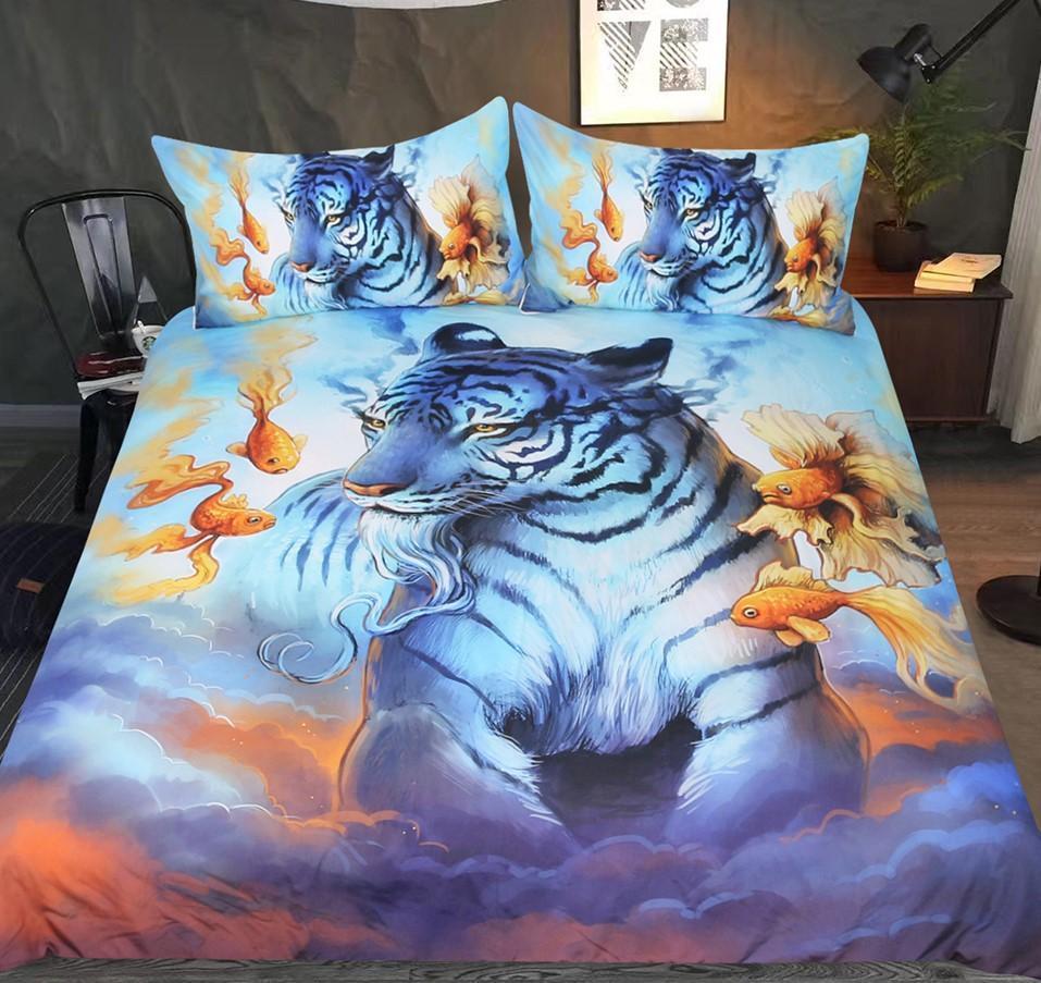 Default Dream Tiger And Fishess3D Customized Duvet Cover Bedding Sets