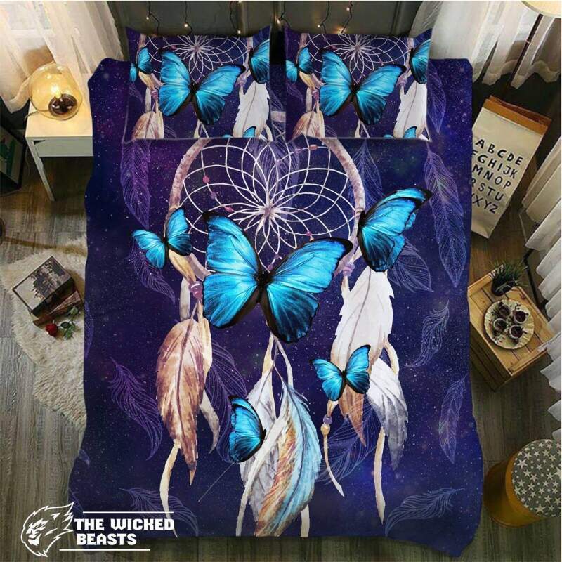 Default Dreamcatcher Blue Butterflys3D Customized Duvet Cover Bedding Sets