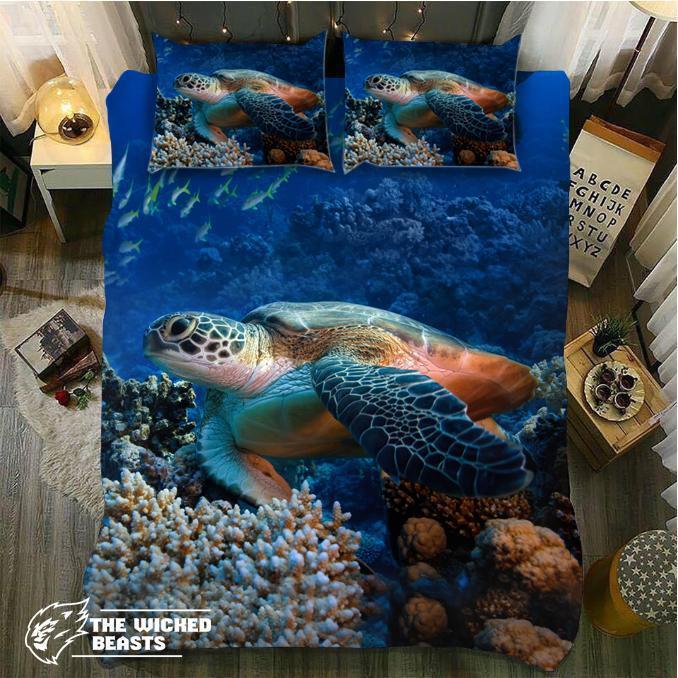 Default ea Turtle With Coral3D Customized Duvet Cover Bedding Sets