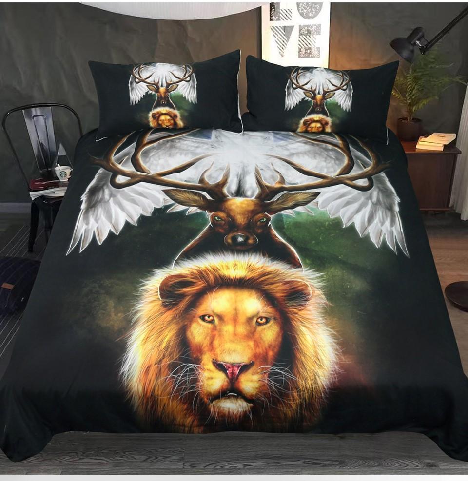 Default Eagle Lions3D Customized Duvet Cover Bedding Sets