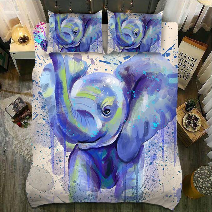 Default Elephant Baby Blue3D Customized Duvet Cover Bedding Sets