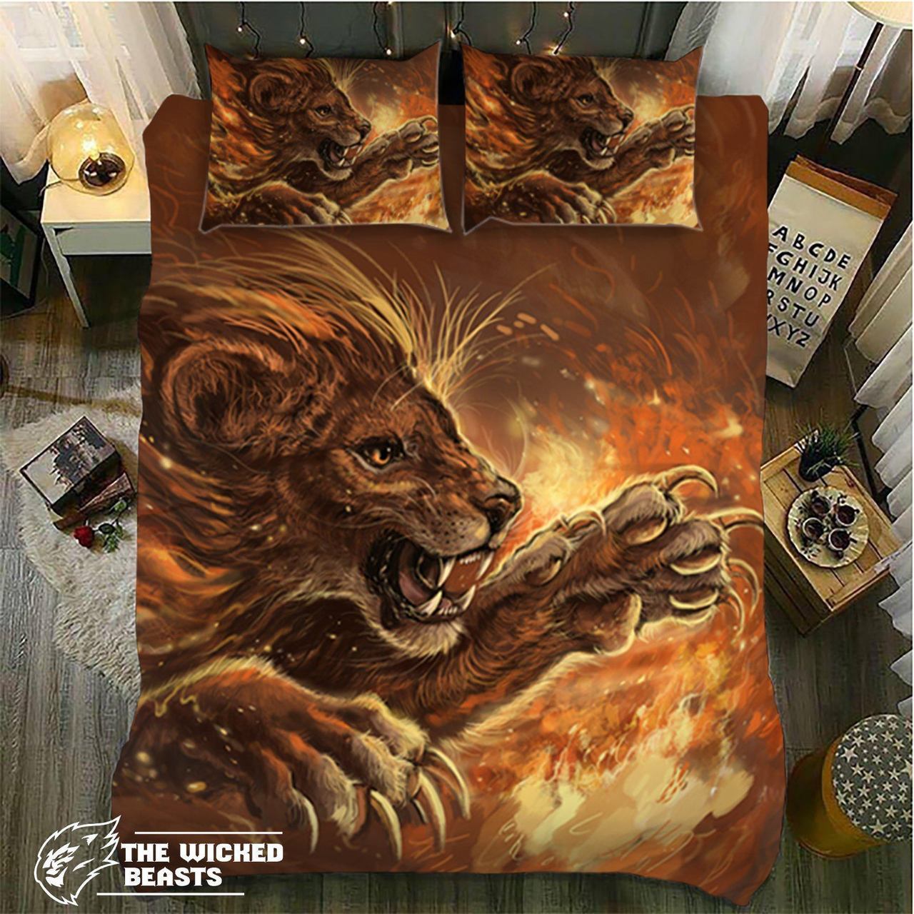 Default Flaming Lion3D Customized Duvet Cover Bedding Sets