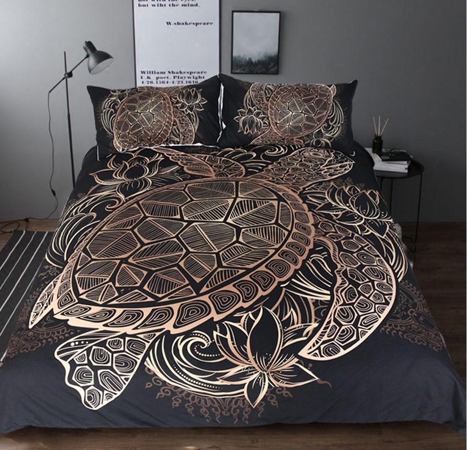 Default Golden Turtles3D Customized Duvet Cover Bedding Sets