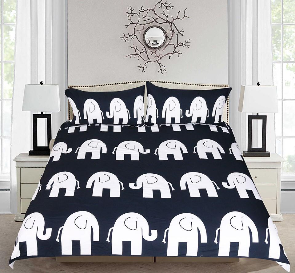 Default Gray And Blue Elephantss3D Customized Duvet Cover Bedding Sets