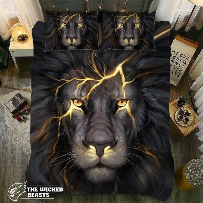 Default Inside Glow Lion3D Customized Duvet Cover Bedding Sets