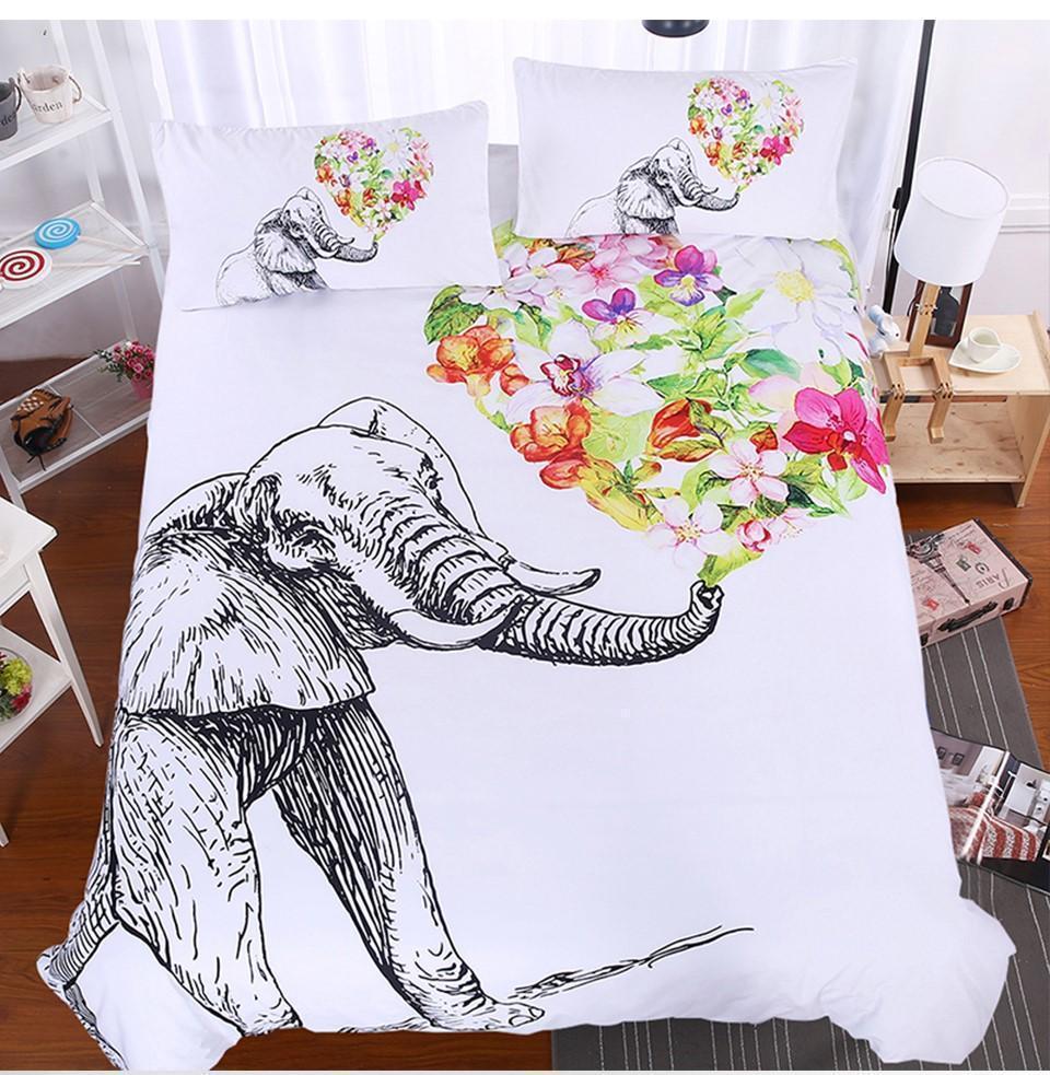 Default King Flower Elephant s3D Customized Duvet Cover Bedding Sets