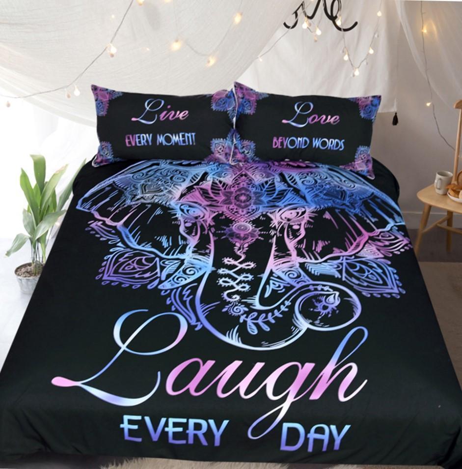 Default Laugh Lotus Flower Elephants3D Customized Duvet Cover Bedding Sets