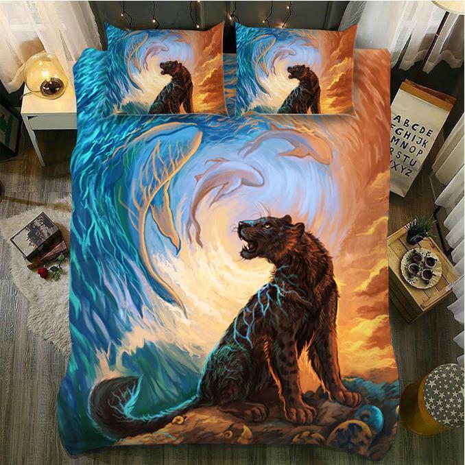 Default Leopard And The Dolphin3D Customized Duvet Cover Bedding Sets