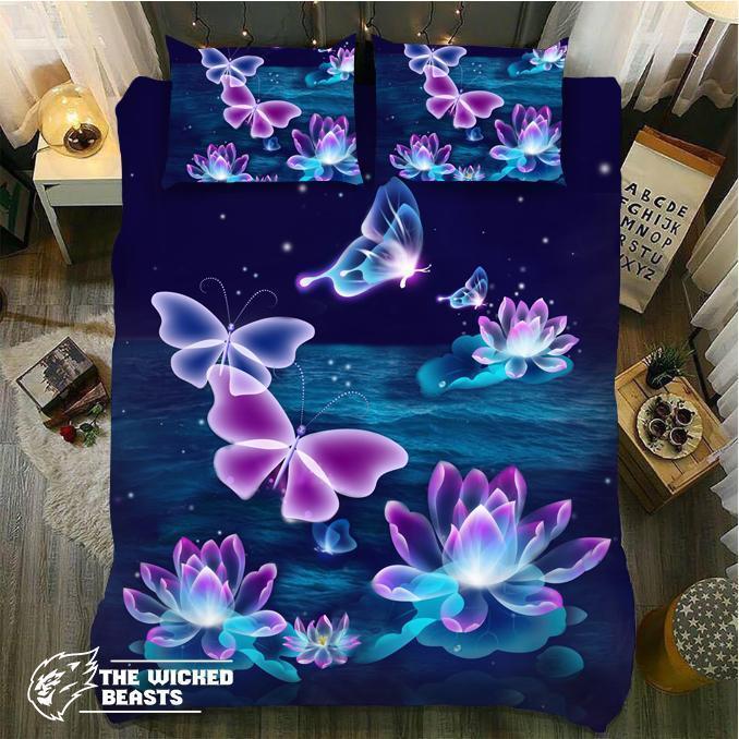 Default Lotus And Butterflys3D Customized Duvet Cover Bedding Sets