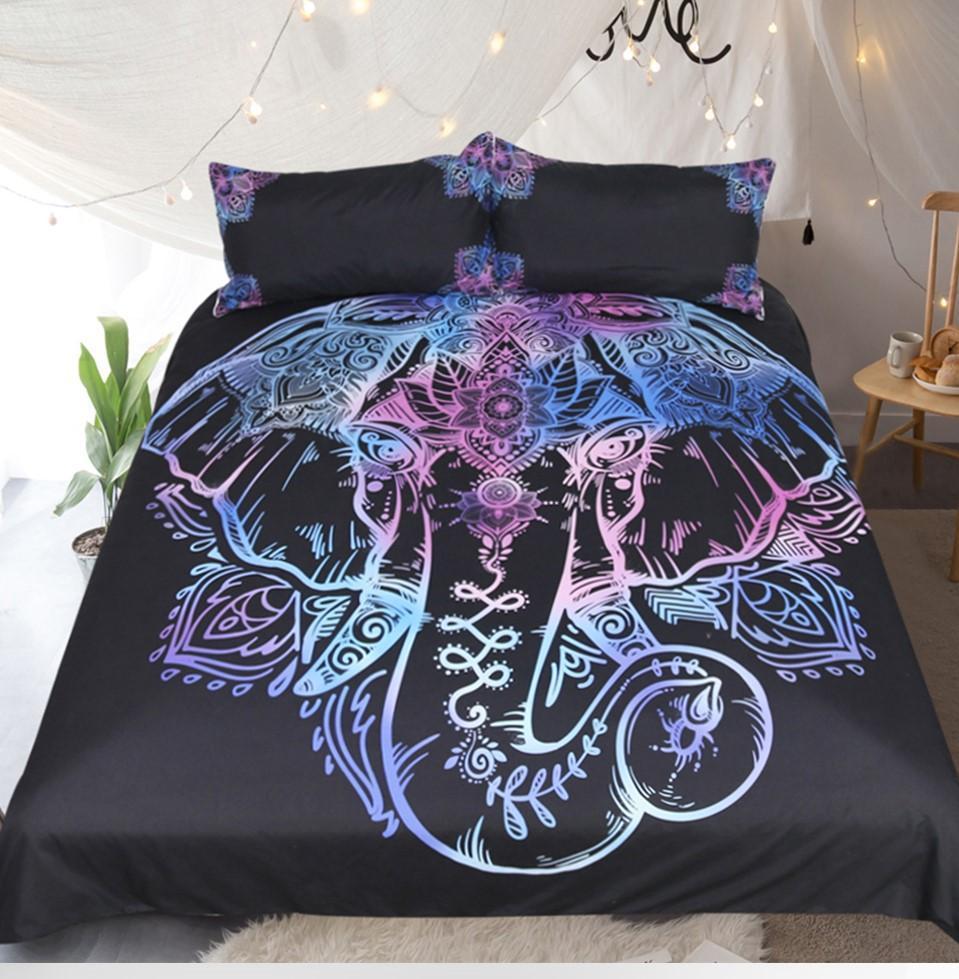 Default Lotus Flower Elephants3D Customized Duvet Cover Bedding Sets
