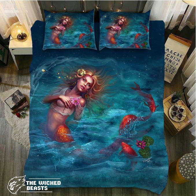 Default Mermaid Goldfishs3D Customized Duvet Cover Bedding Sets