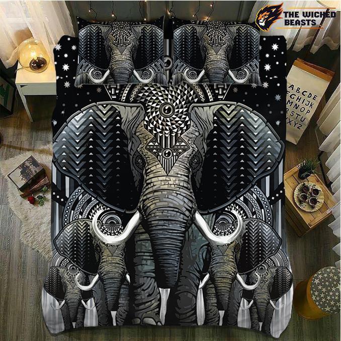Default parta Elephant Warriors3D Customized Duvet Cover Bedding Sets