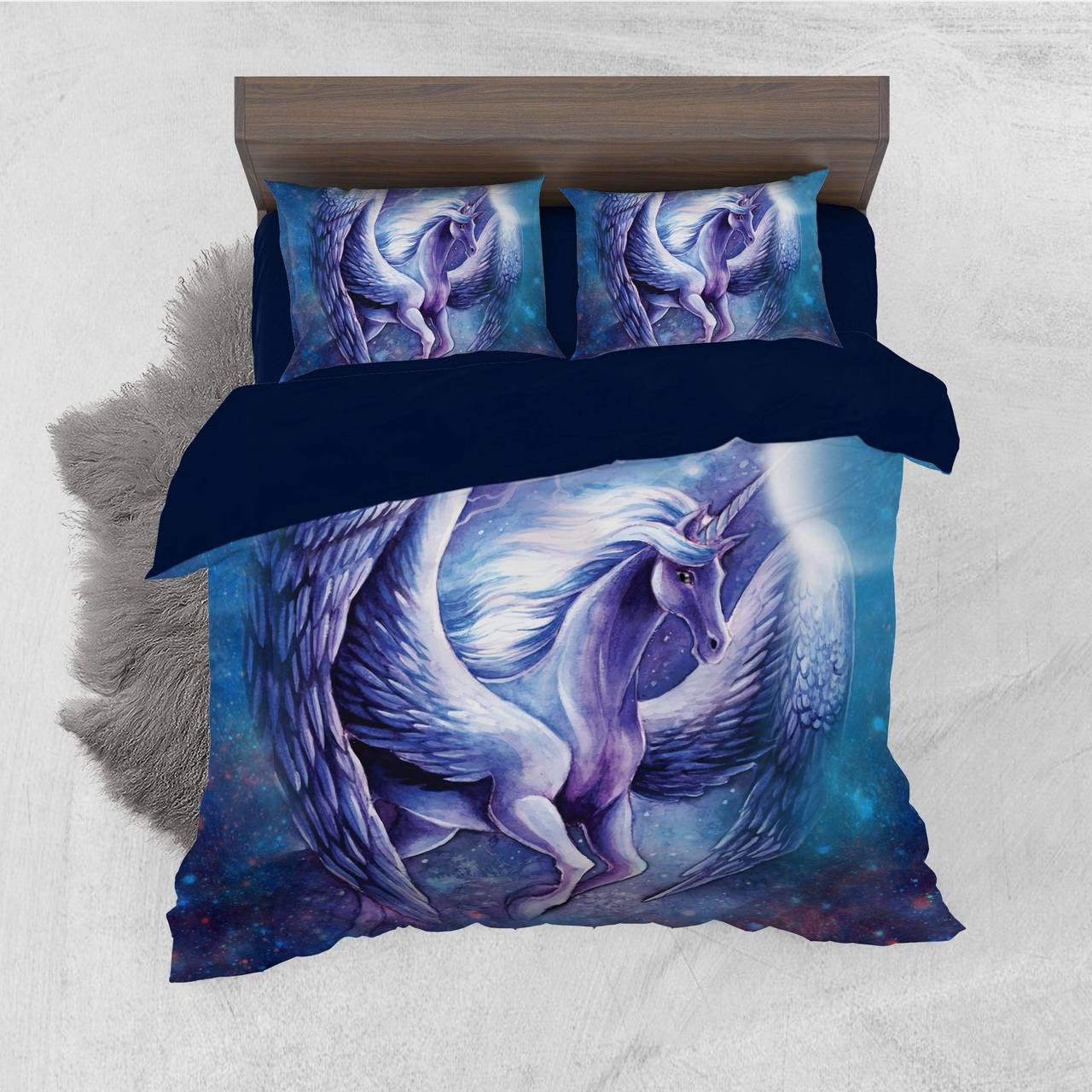 Default Purple Flying Unicorn3D Customized Duvet Cover Bedding Sets