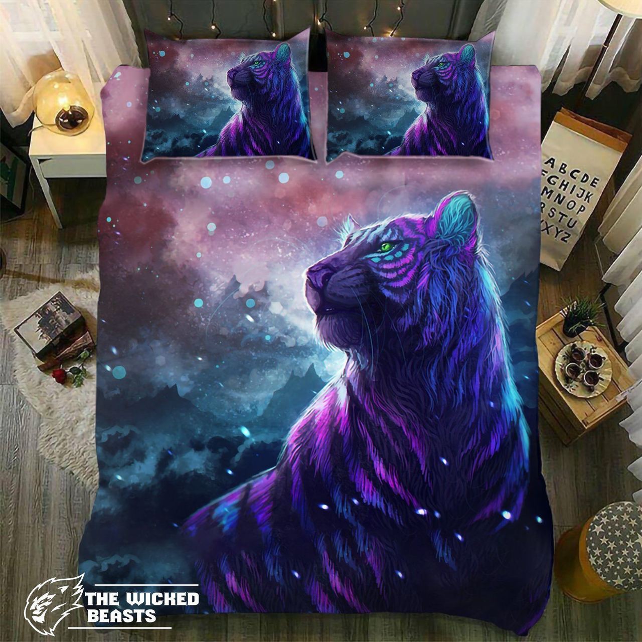 Default Purple Night Tiger3D Customized Duvet Cover Bedding Sets