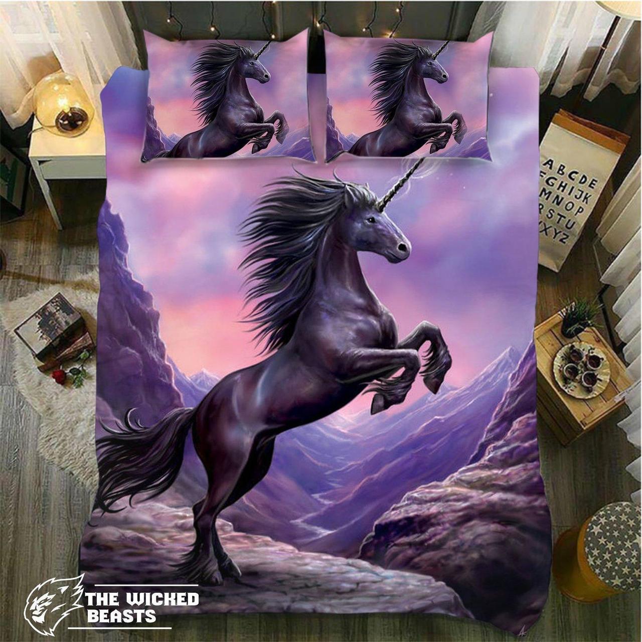 Default Purple Unicornhinning Horn3D Customized Duvet Cover Bedding Sets