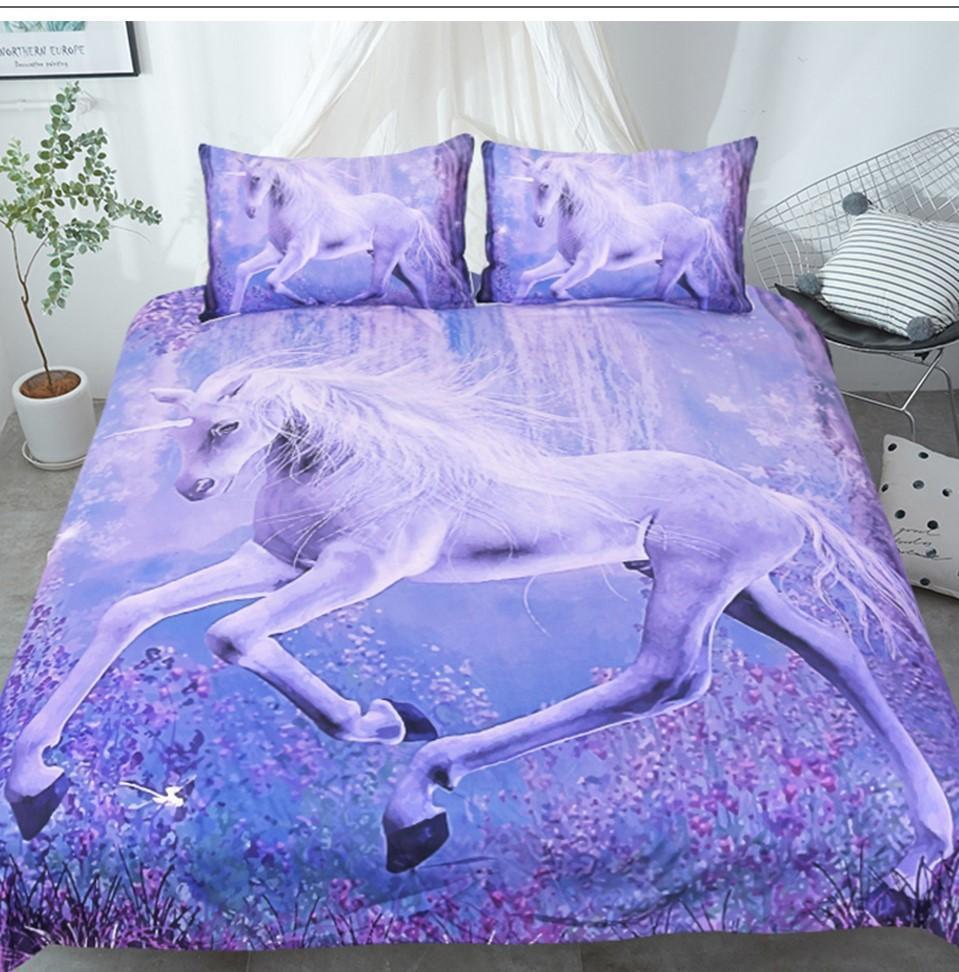 Default Purple Unicorns3D Customized Duvet Cover Bedding Sets